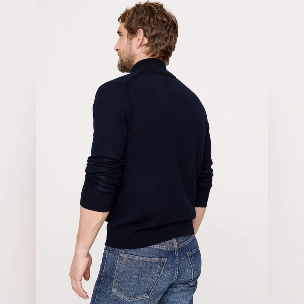 NWT Banana Republic Merino Half Zipped Men’s Navy Sweater Sz XL (#795779)